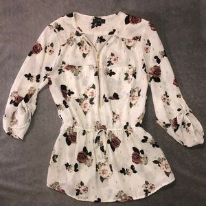 White Floral Blouse